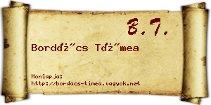 Bordács Tímea névjegykártya